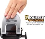 Bostitch Office EZ Squeeze Reduced Effort 2-Hole Punch, 20 Sheets, Locking Handle, Silver (2310) - Image 2